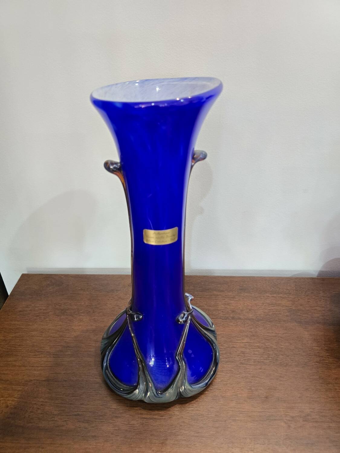 Cobalt blue blown glass vase – Silice Création Biot – 39 cm