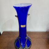 Vase en verre soufflé bleu cobalt – Silice Création Biot – 39 cm