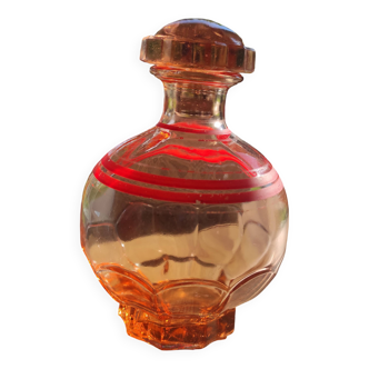 Vintage pink glass flask / bottle / carafe with matching stopper