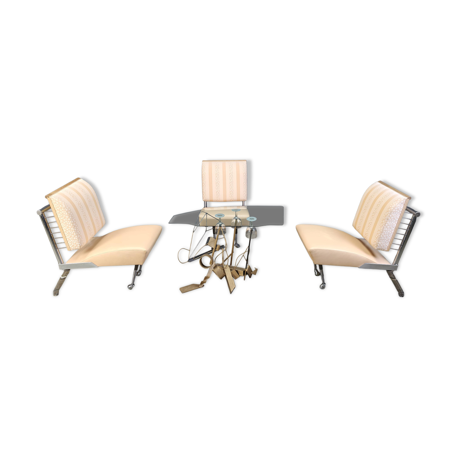 Ensemble de chaises longues sculpturales avec table basse, 1996