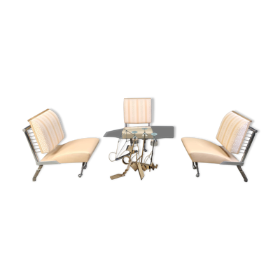 Ensemble de chaises longues sculpturales avec table basse, 1996