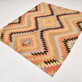 6x7 Faded Orange Area Handknotted Kilim Rug,