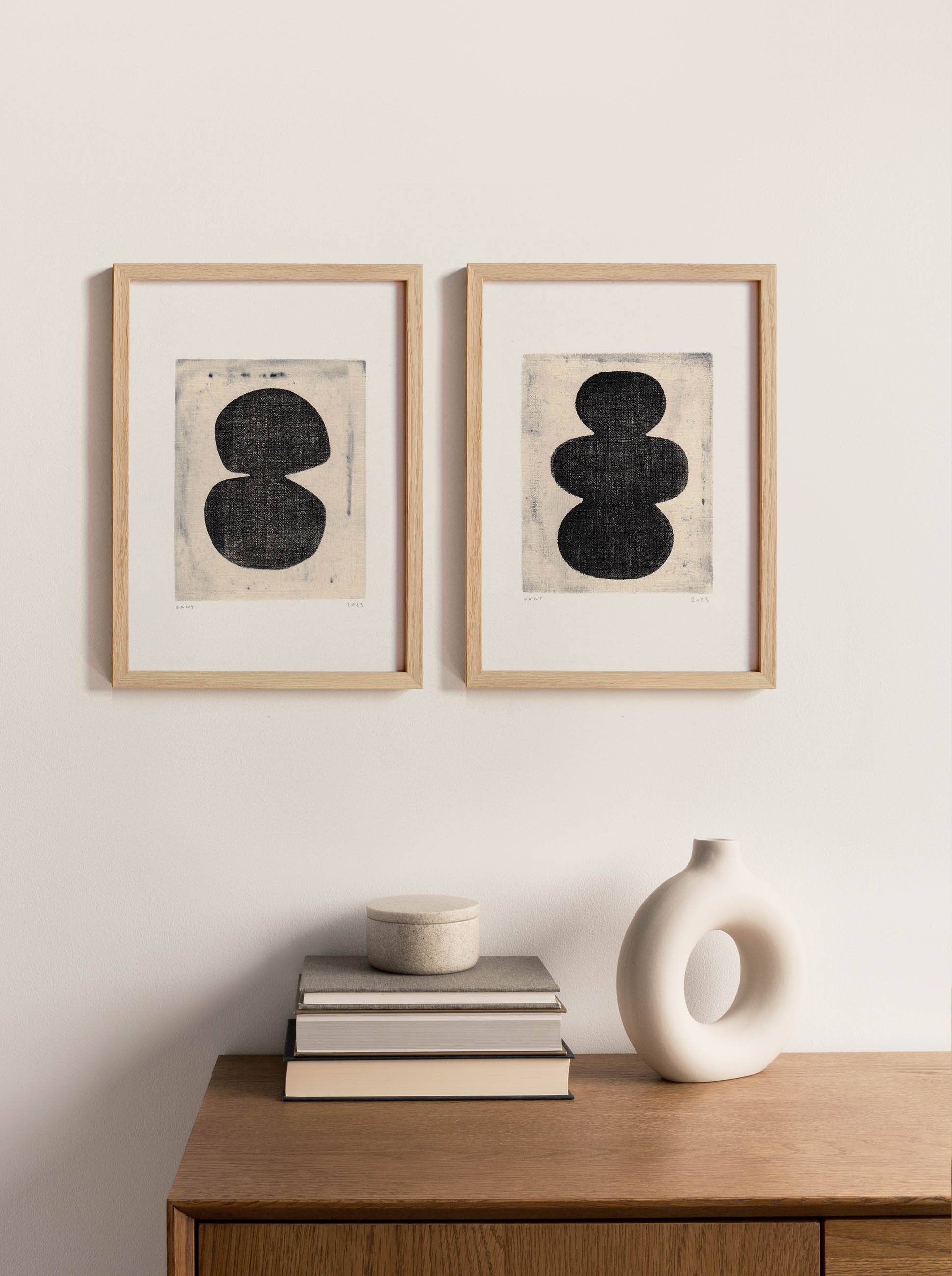 Duo of abstract paintings - M206 and M207 - signed eawy