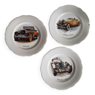 3 porcelain plates with car decor