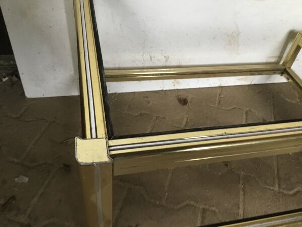 Table vintage 70 alu chromée et dorée