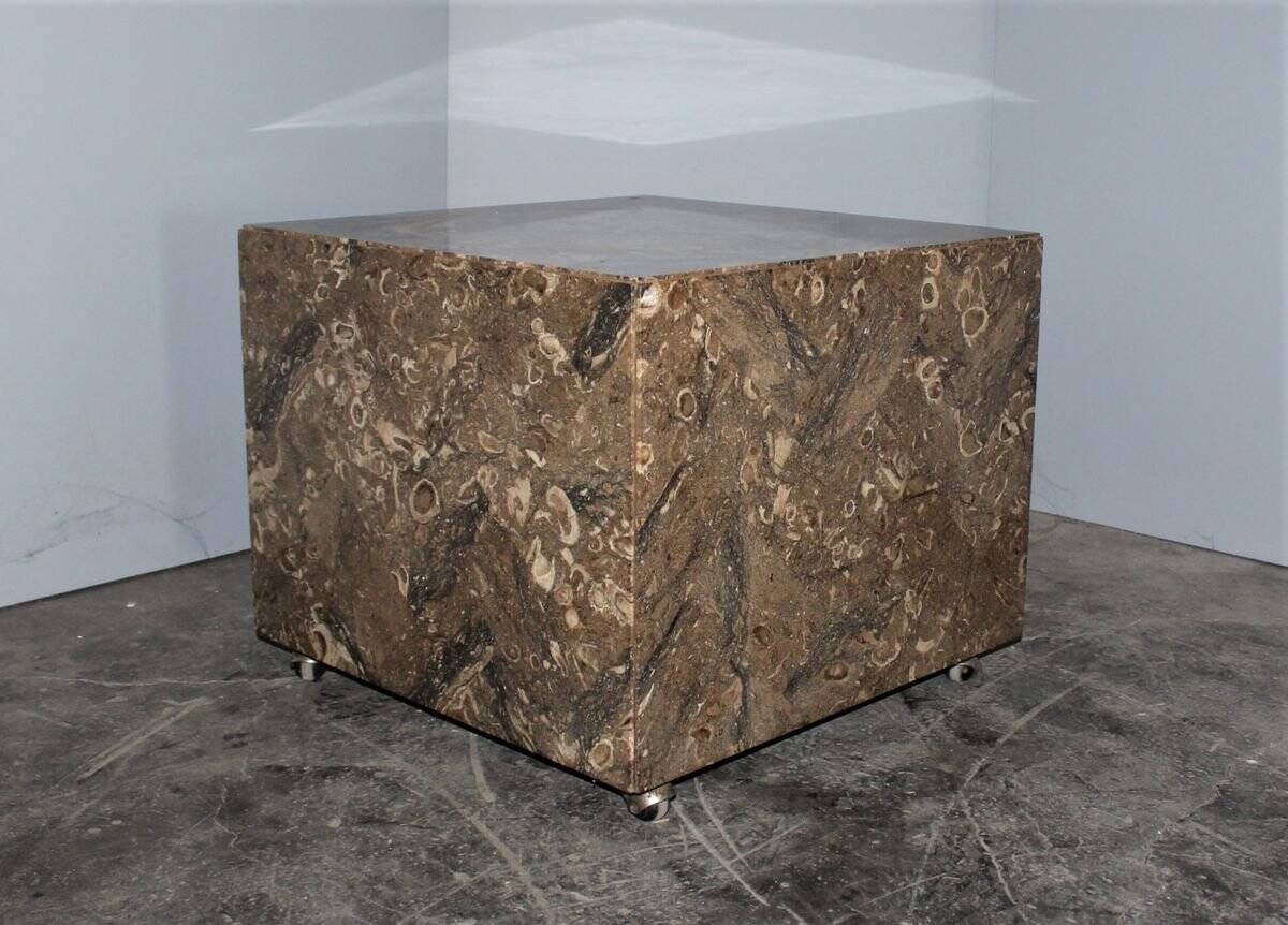 Side Tables with Wheels in Marble by Bufalini Marmi, Italy, 1970s, Set of 2