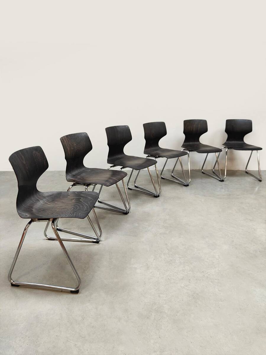 Vintage Pagwood stacking chairs Flötotto 1960