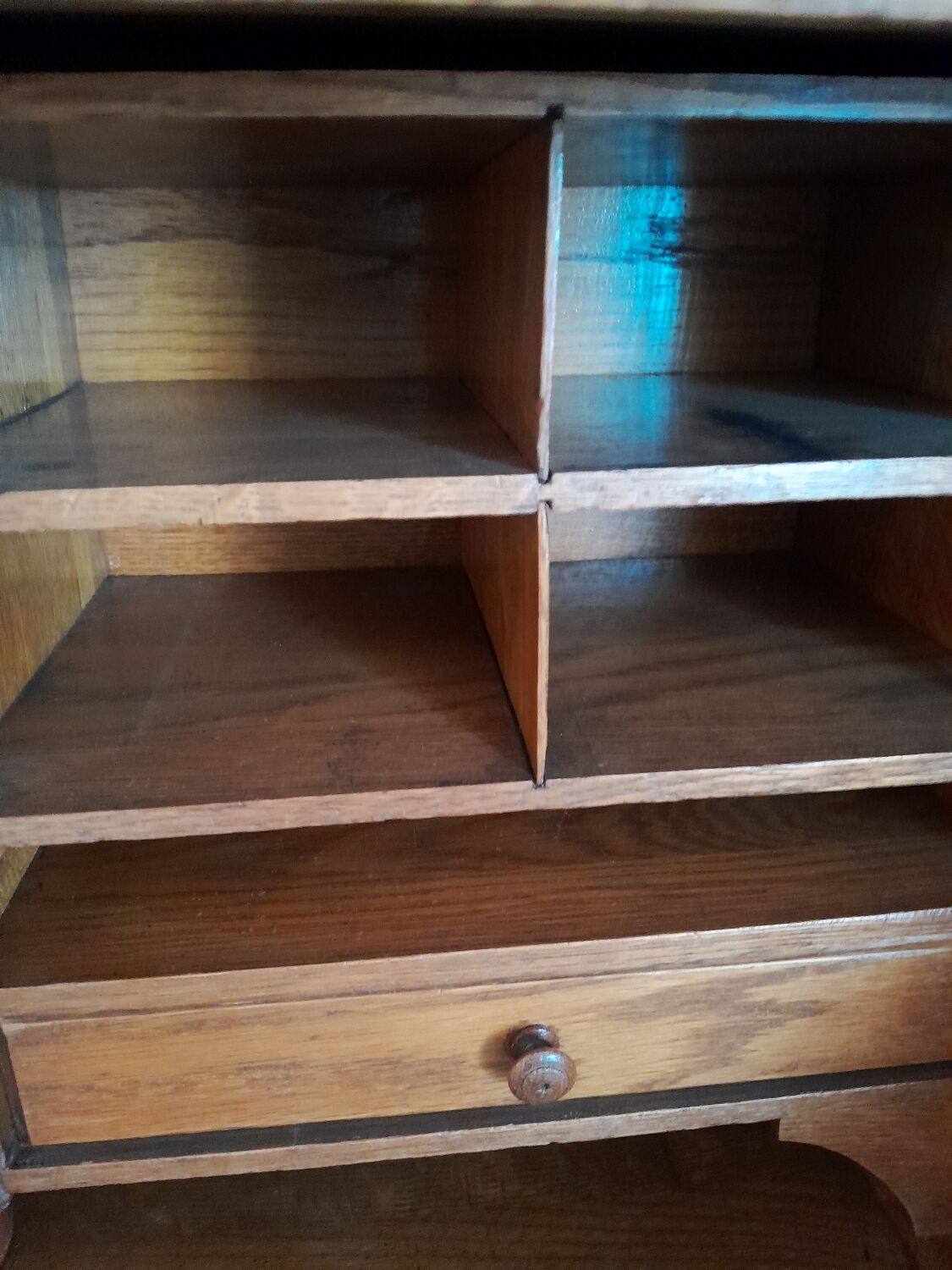 American solid oak desk with antique patina