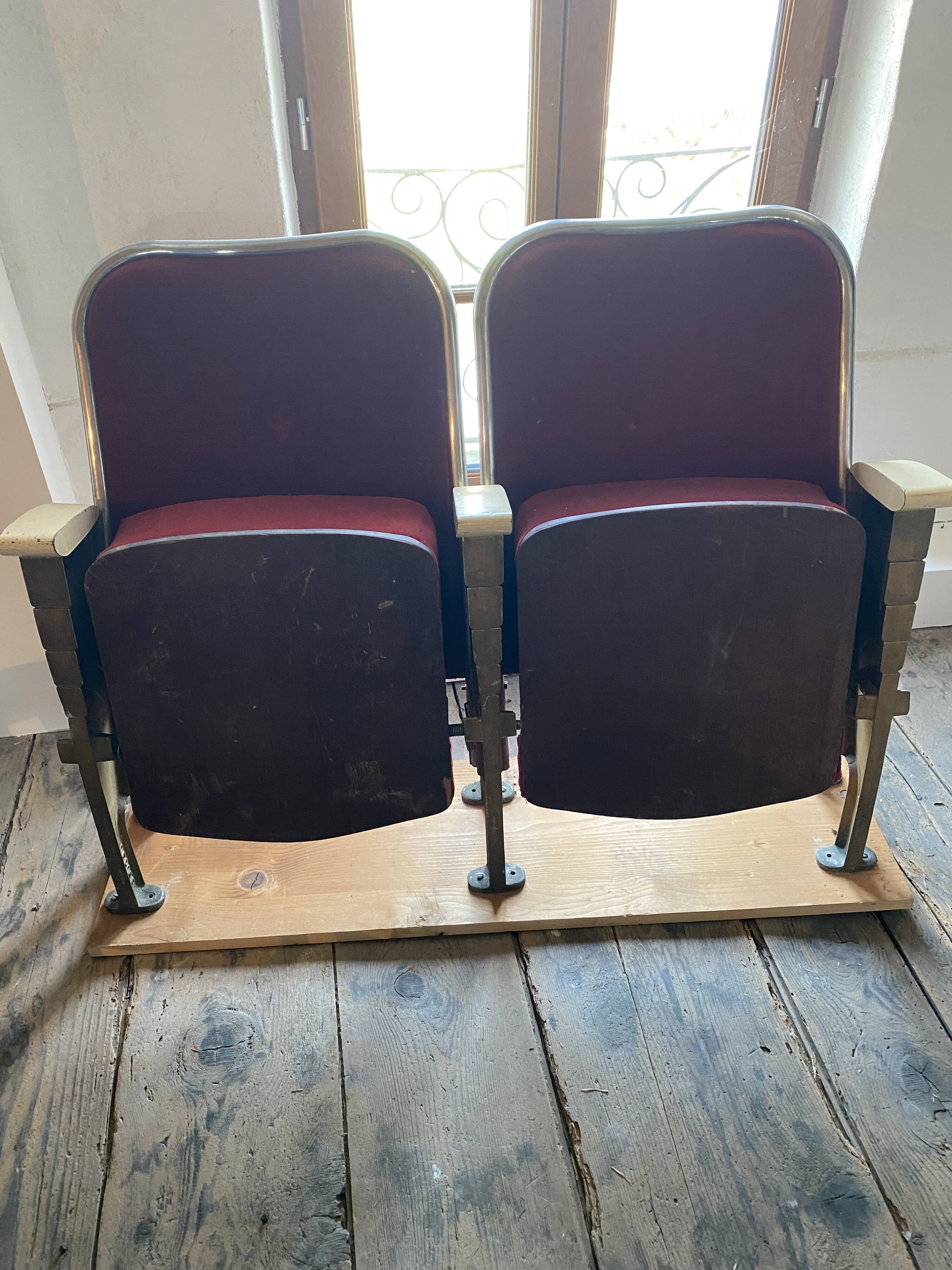 Burgundy velvet folding seat