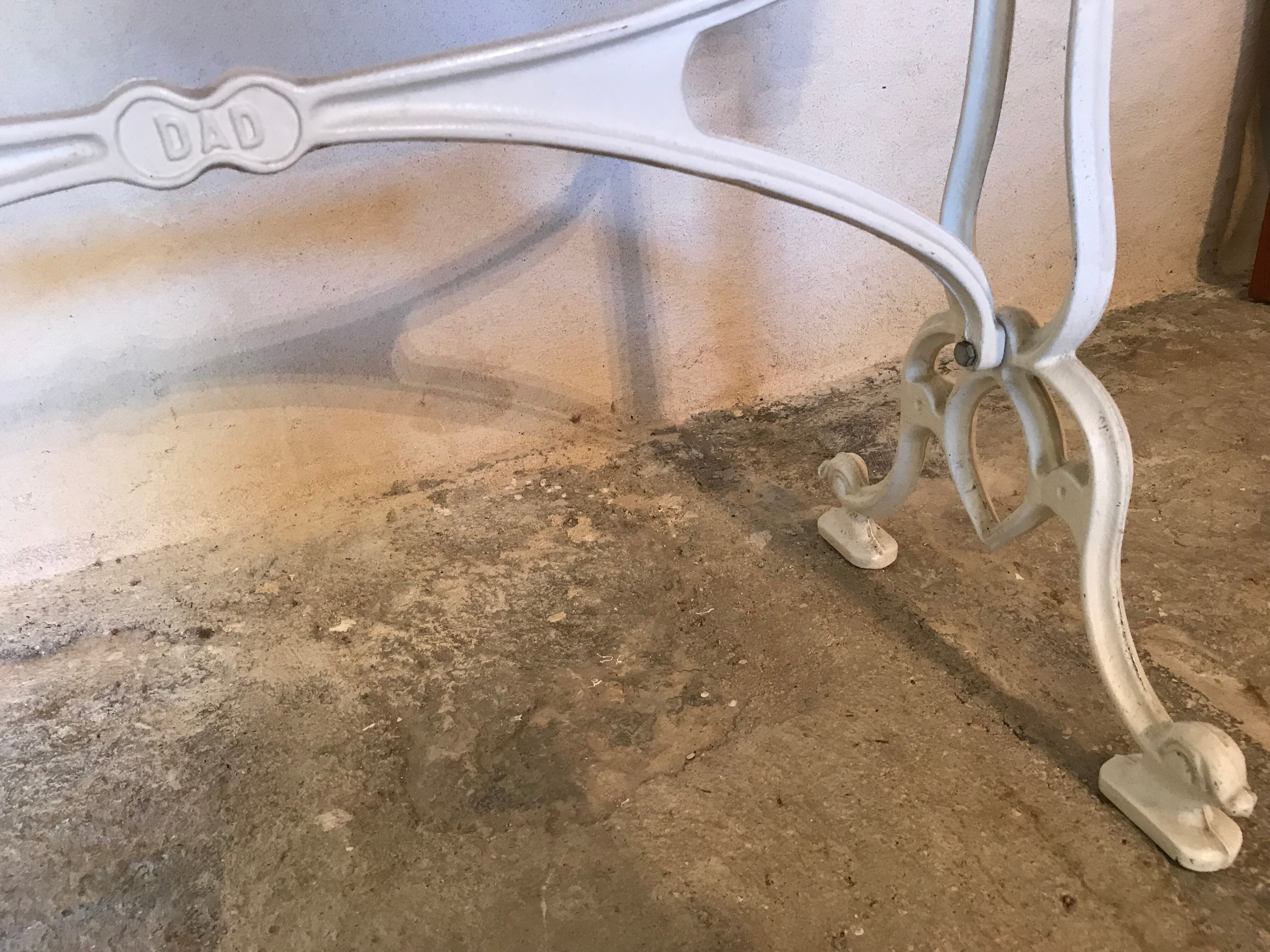 Vintage bistro table base white cast iron