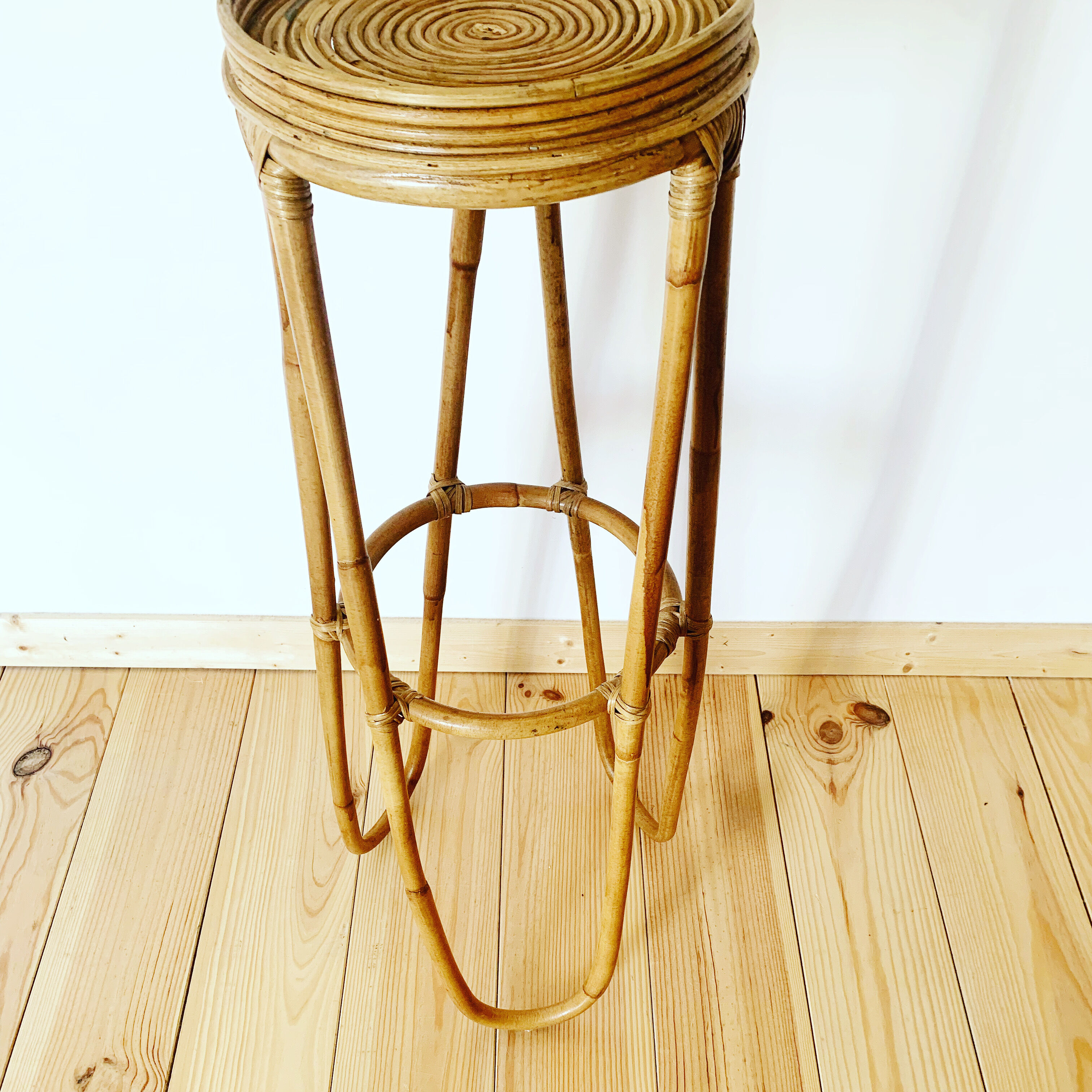 Vintage rattan plant holder