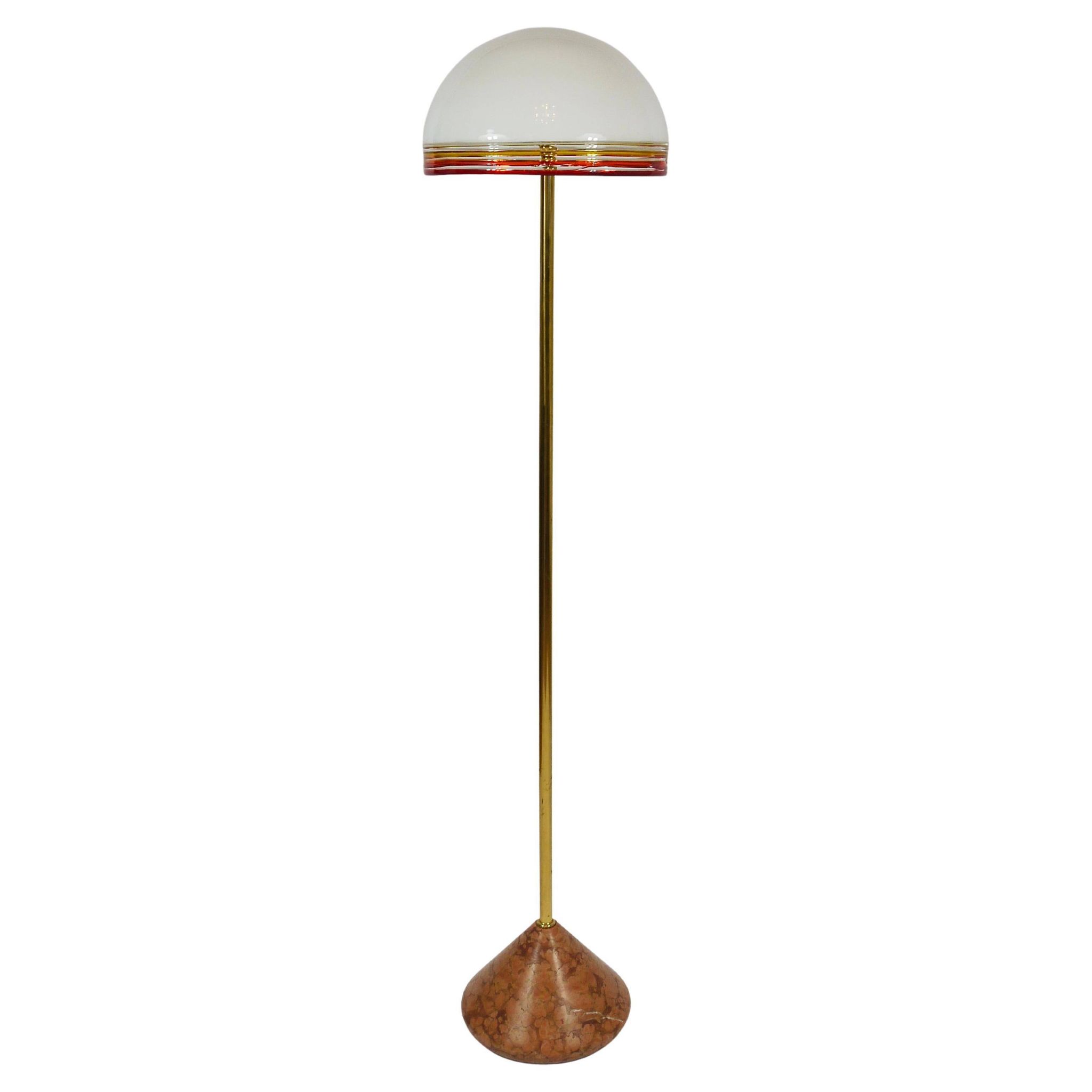 Roberto Pamio Febo floor lamp in marble, brass, and Murano glass by Leucos Italy.