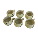 6 yellow/lilac coffee cups