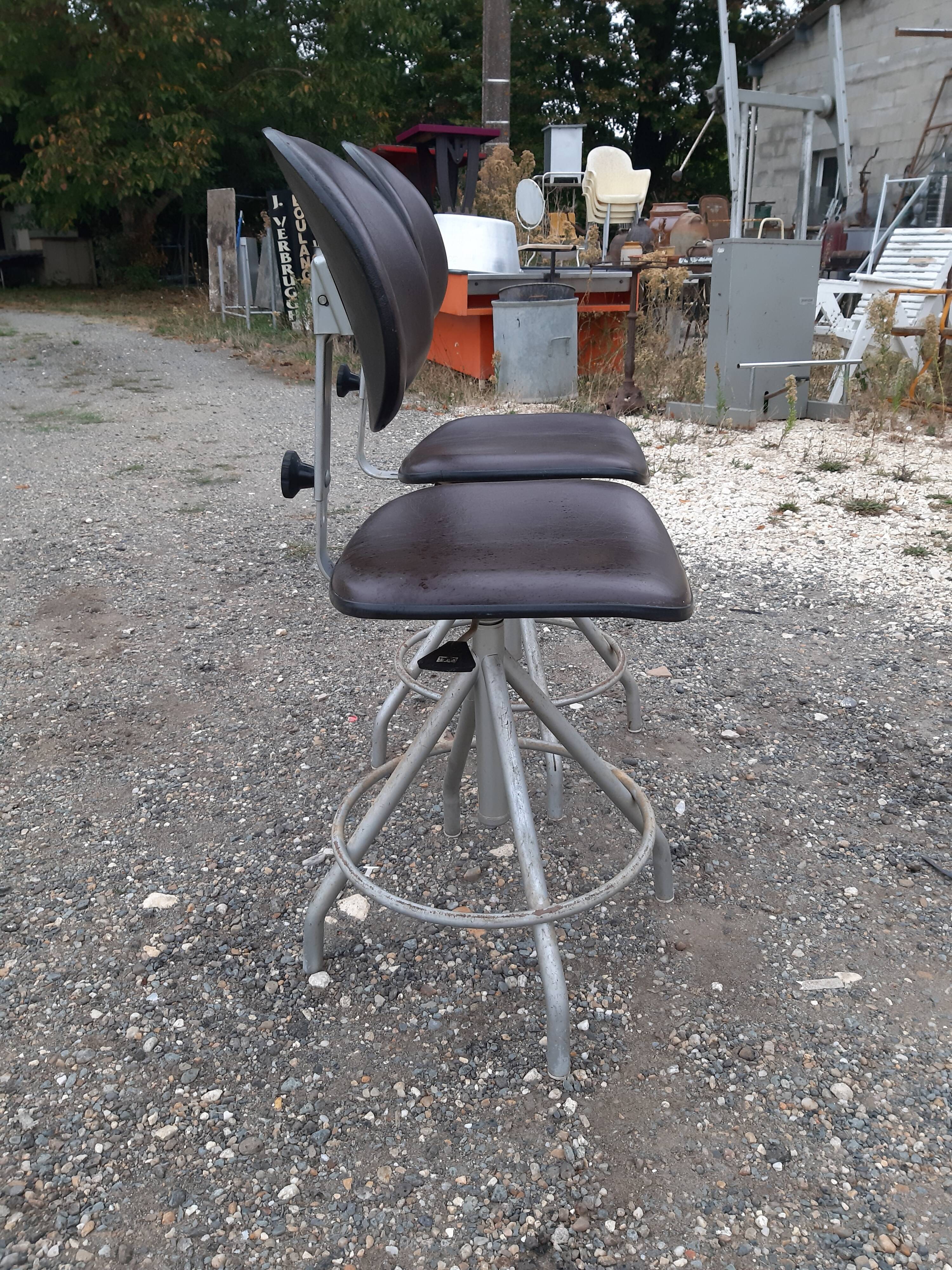 Pair of industrial chairs iron and skai BAO