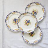 Set of 4 Boch dessert plates, Fructidor service, vintage