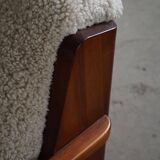 Modern Swedish two-seater independent sofa bed in pine and lambswool, 1950s.