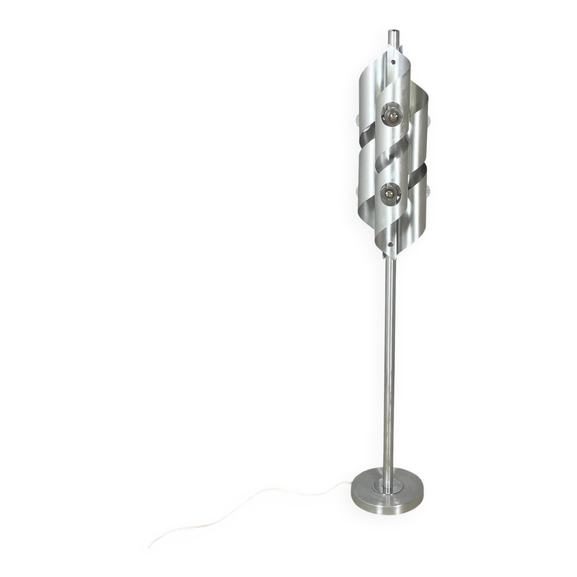 Brushed aluminium floor lamp, Space Age style, 1970s