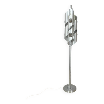 Lampadaire en aluminium brossé, style Space Age, années 1970