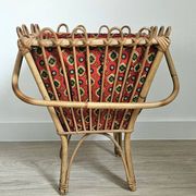 Vintage rattan chair with red fabric – 1960s/70s