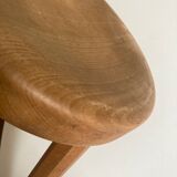 Wooden stool tripod hollow seat 1960