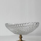 Molded glass bowl with gold metal base