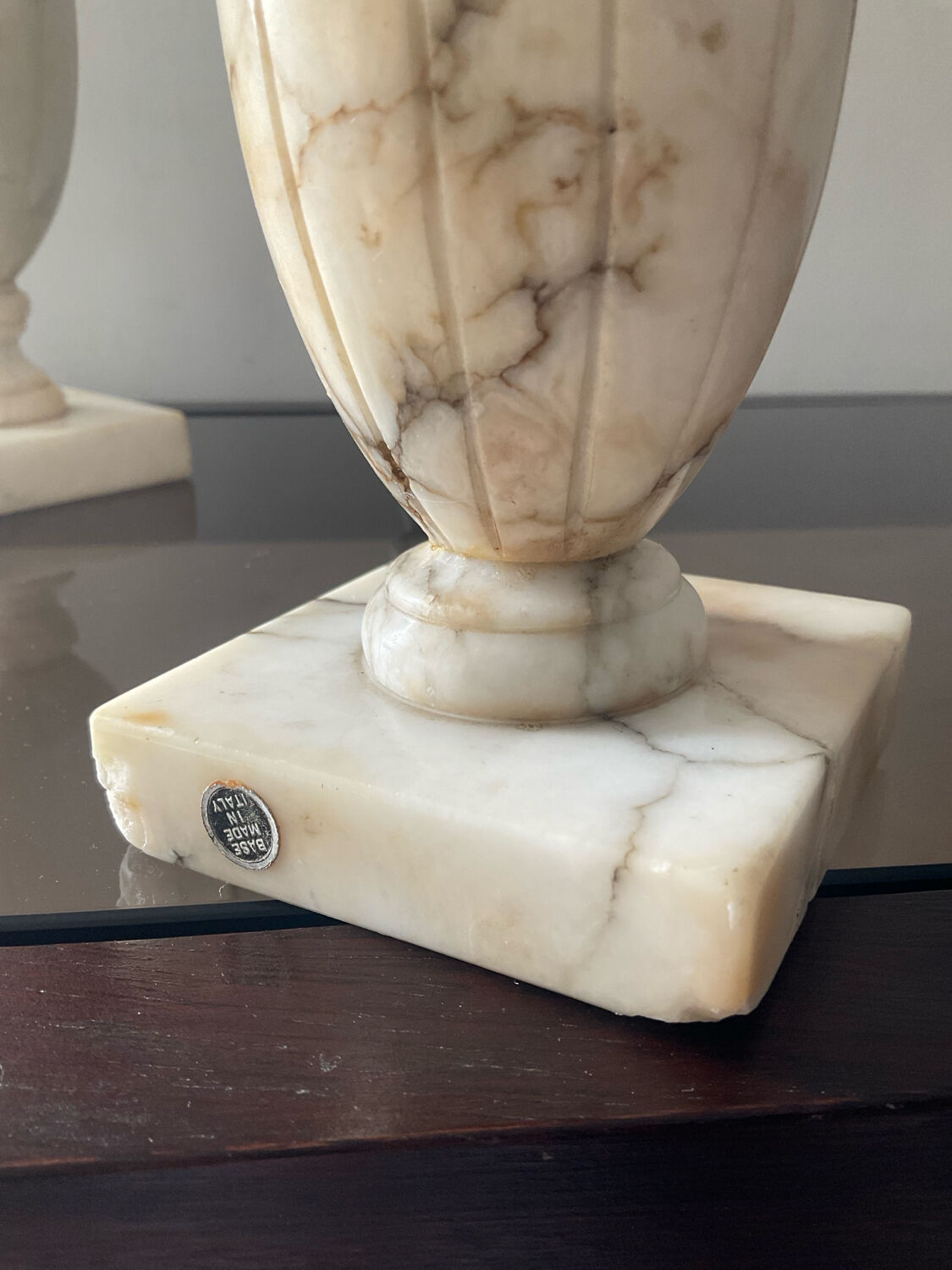 Pair of marble lamp bases from the 1950s.