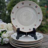 Assiettes à dessert x 7 porcelaine rétro 1920/50 à fleurs, CH-RENOU