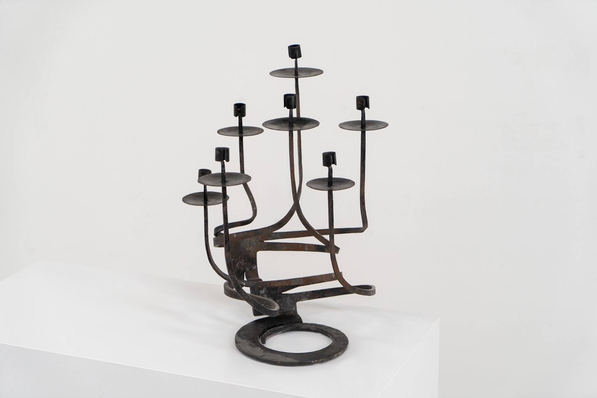 Brutalist candelabra in the manner of Jean Touret