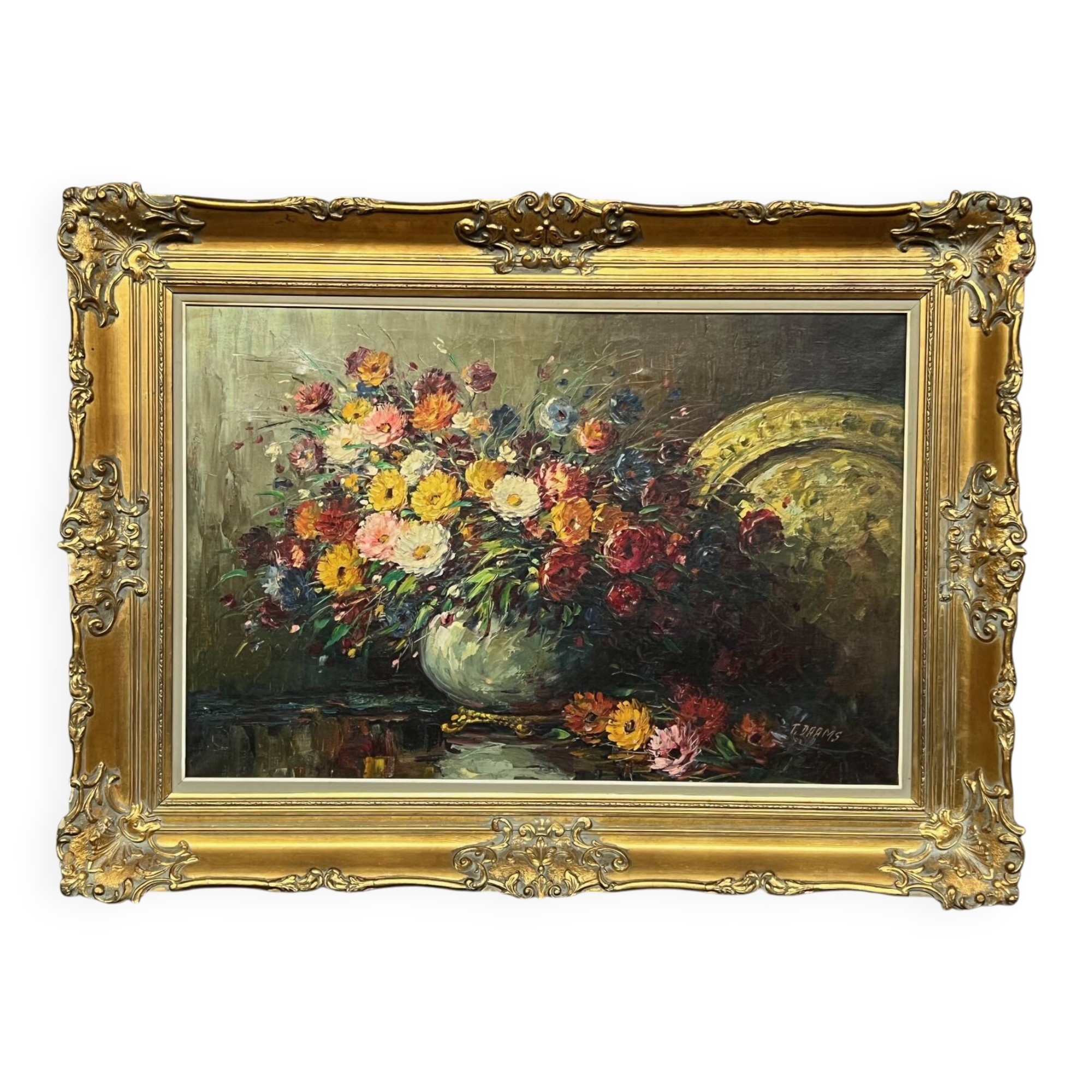 T. Daams. "Still Life with Flowers". Impressionism.