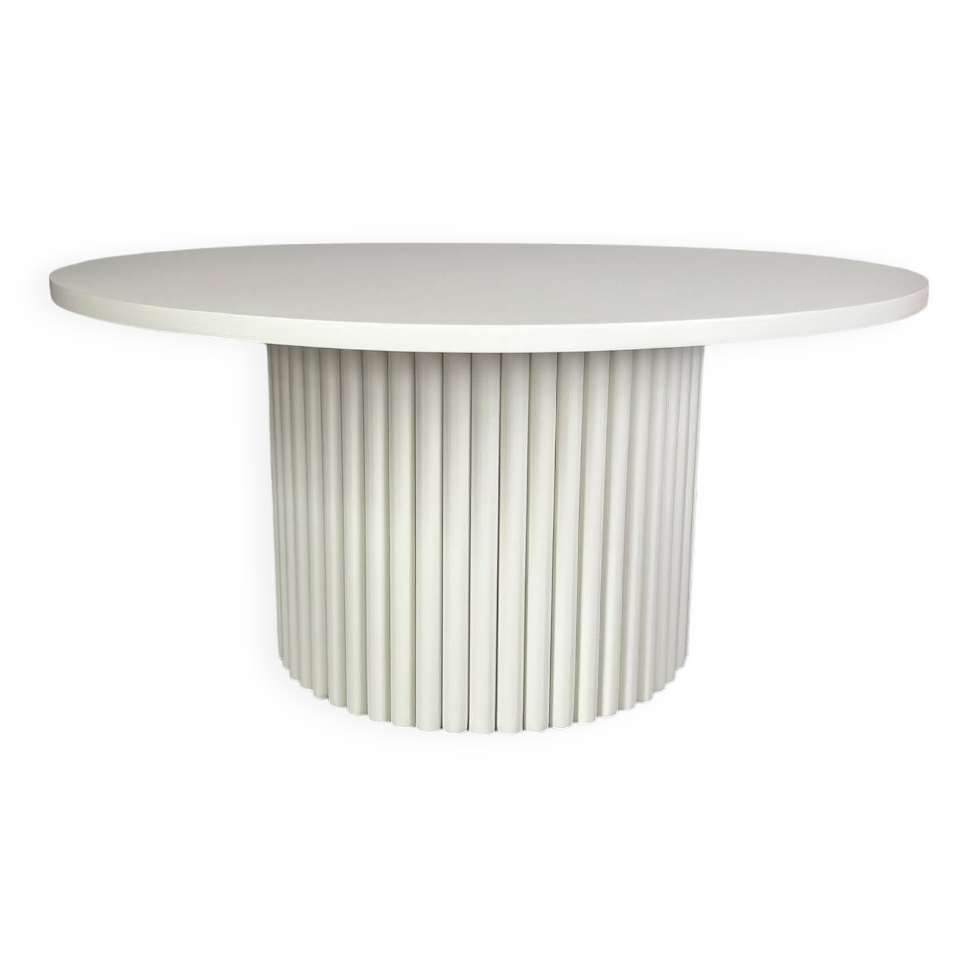 table basse ronde cannelée beige clair Ø 70 cm