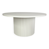 table basse ronde cannelée beige clair Ø 70 cm