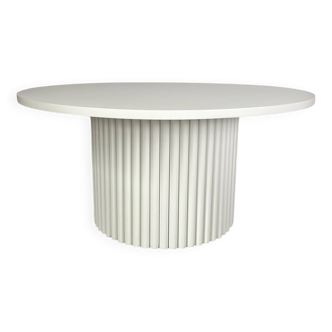 table basse ronde cannelée beige clair Ø 70 cm
