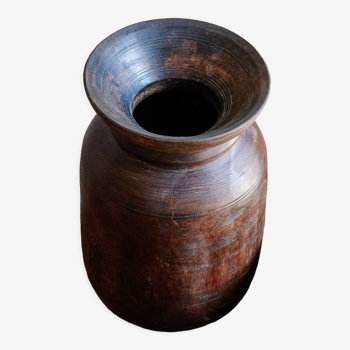 Large wooden Himachal pot n°2 (with lid)