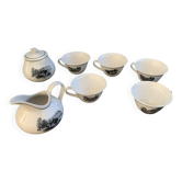 Service a cafe ou a the, en faience avec motif champêtre, Keralux, boch