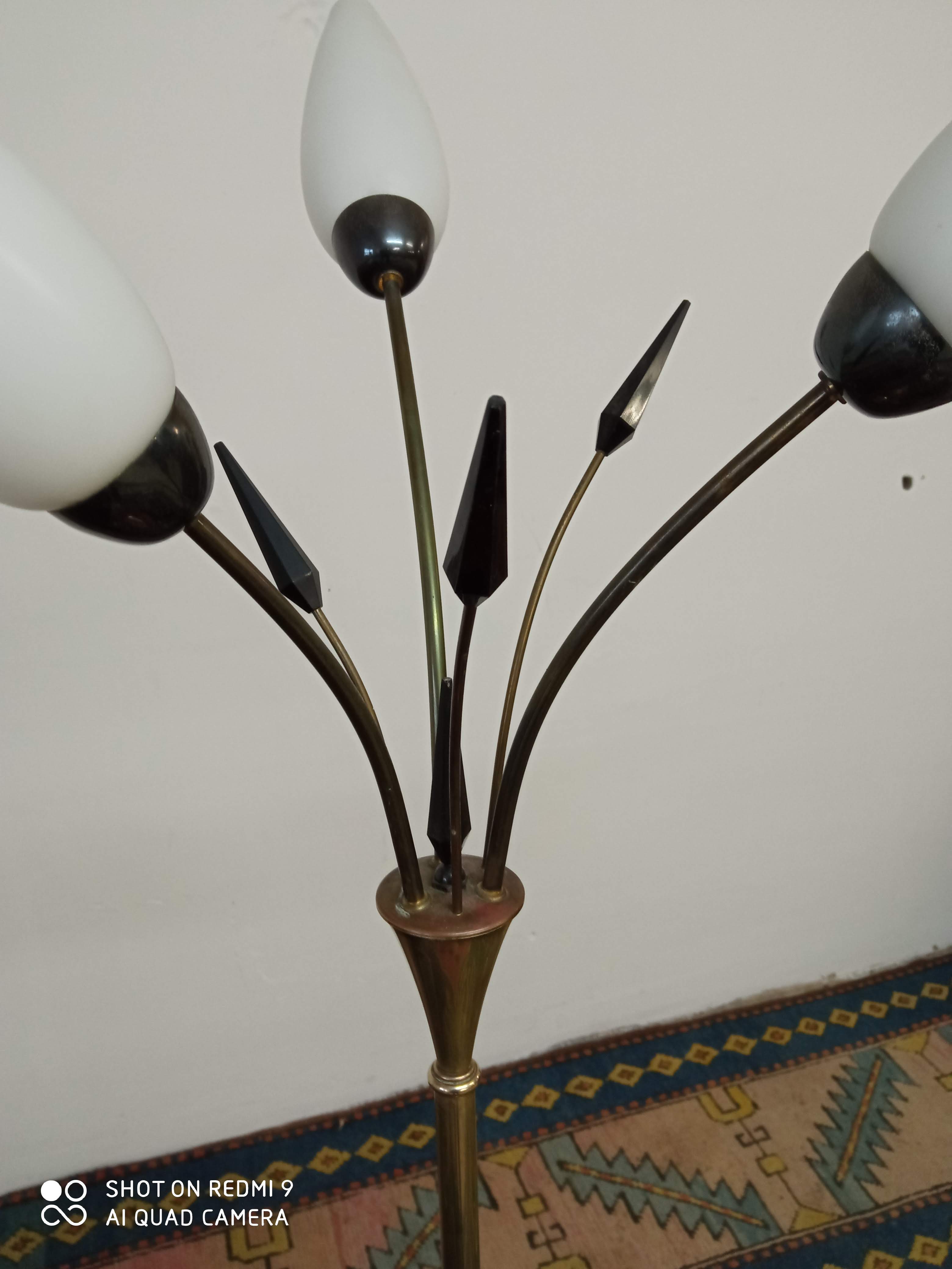 Italian brass and opaline lamppost 60s