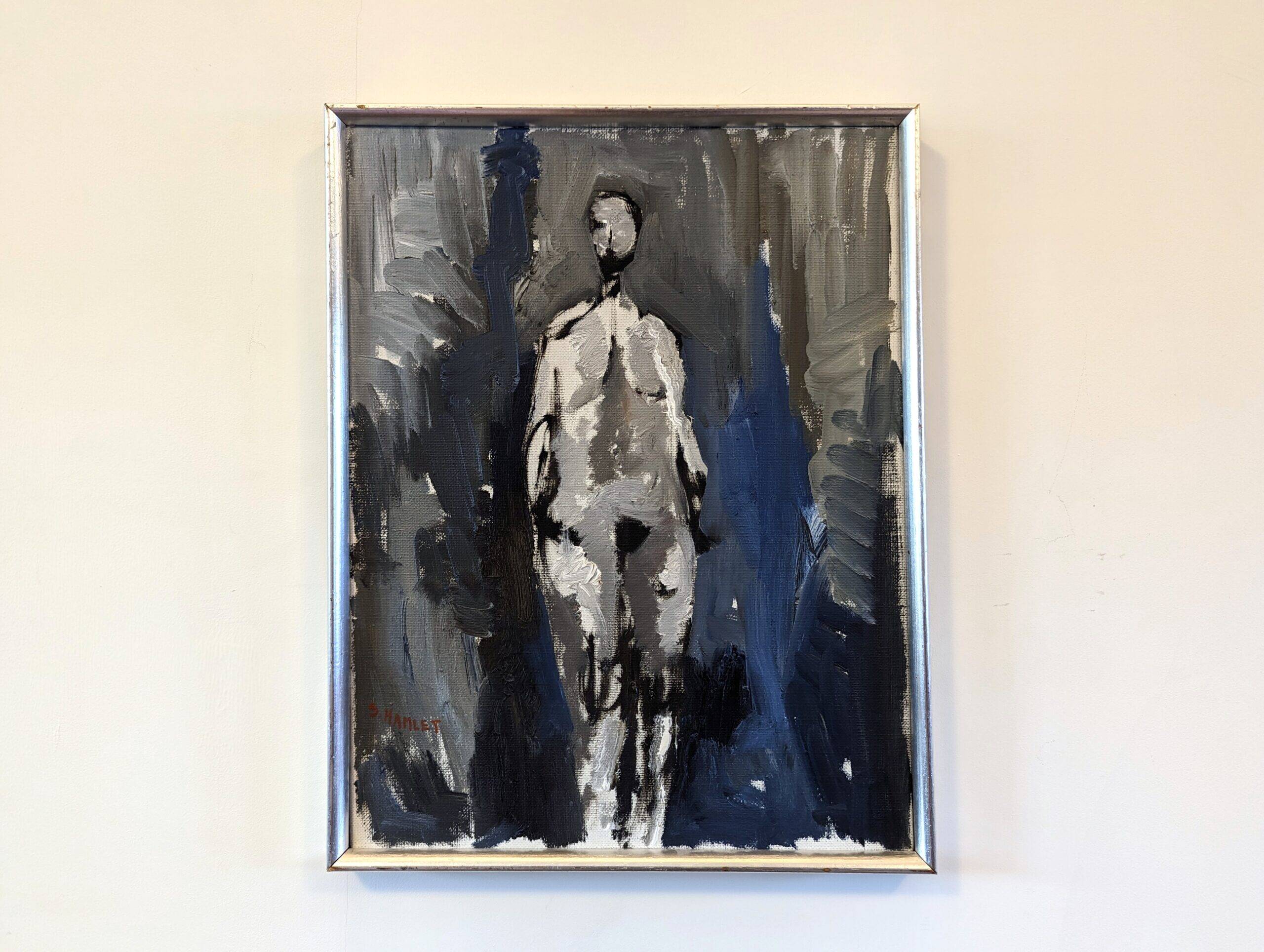 1973 Mid-Century Modern Swedish "In the Shadows" Nude Oil Painting, Framed