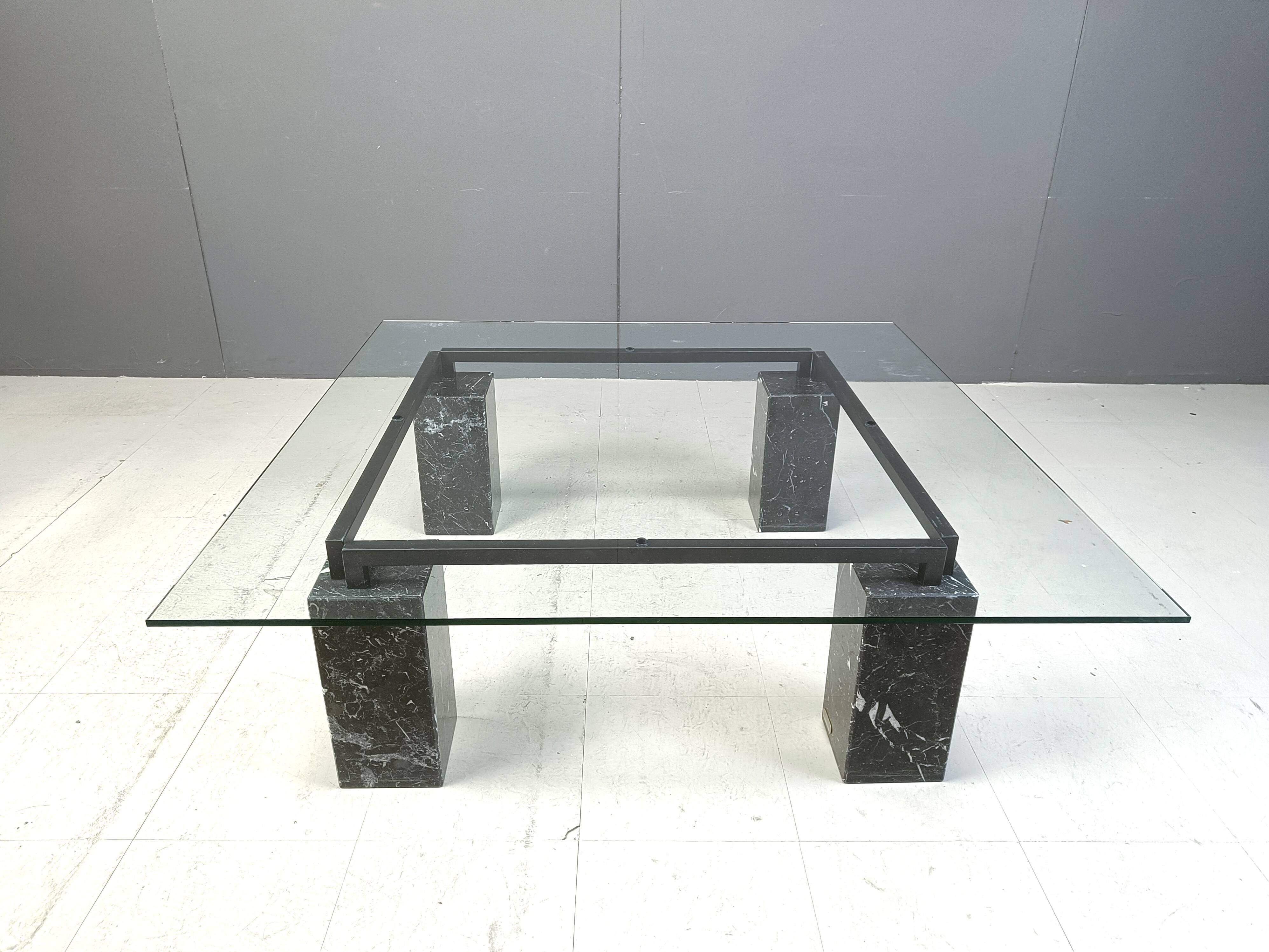 Vintage black marble coffee table by Artedi, 1970s