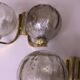 Mid century pair of brass and glass double wall lights, 1970s