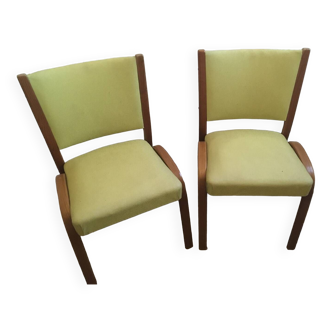 2 bow wood chairs by steiner