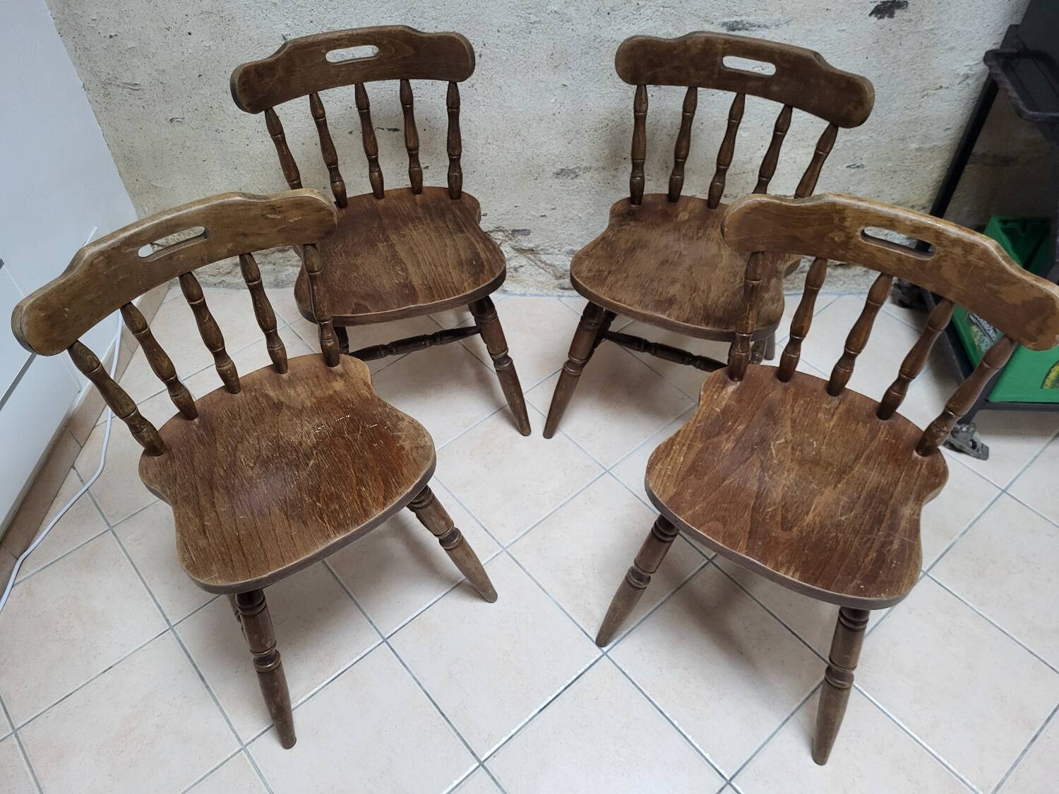 4 chaises Western en bois courbé