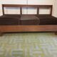Vintage three-seater canapé in wood and velvet