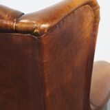 Vintage Sheepskin Leather Wingback Chair
