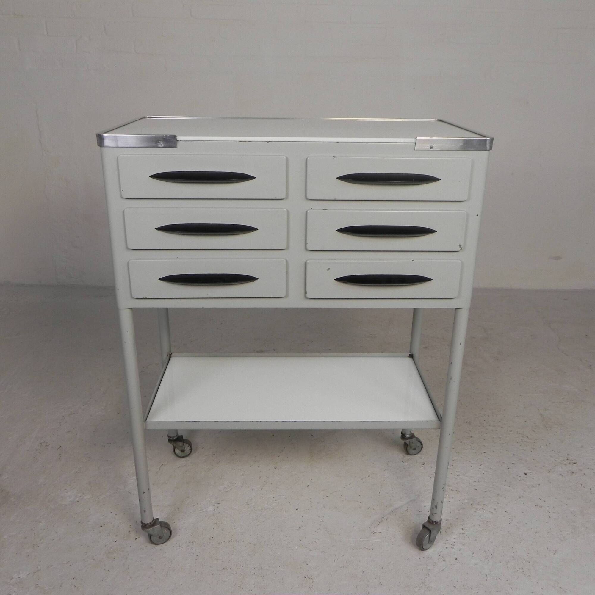 Cabinet dentaire en acier, unité à 6 tiroirs, années 1950