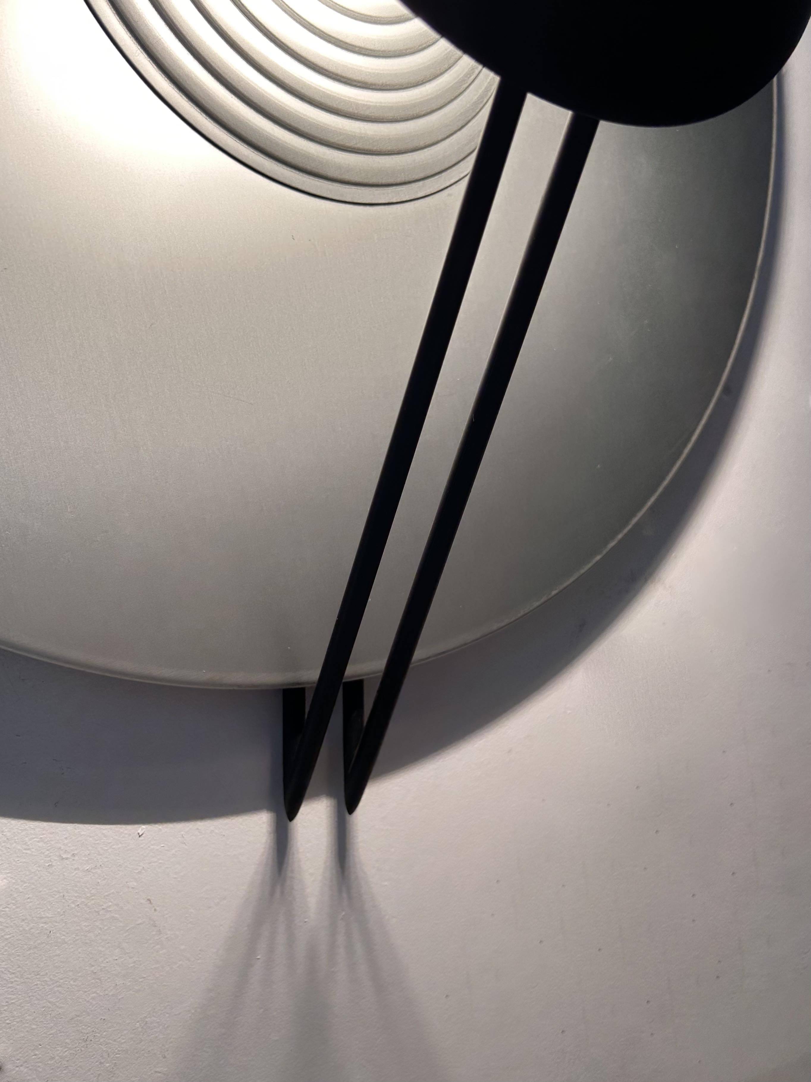 Vintage wall lamp, aluminum and sandblasted glass, Italy 1980