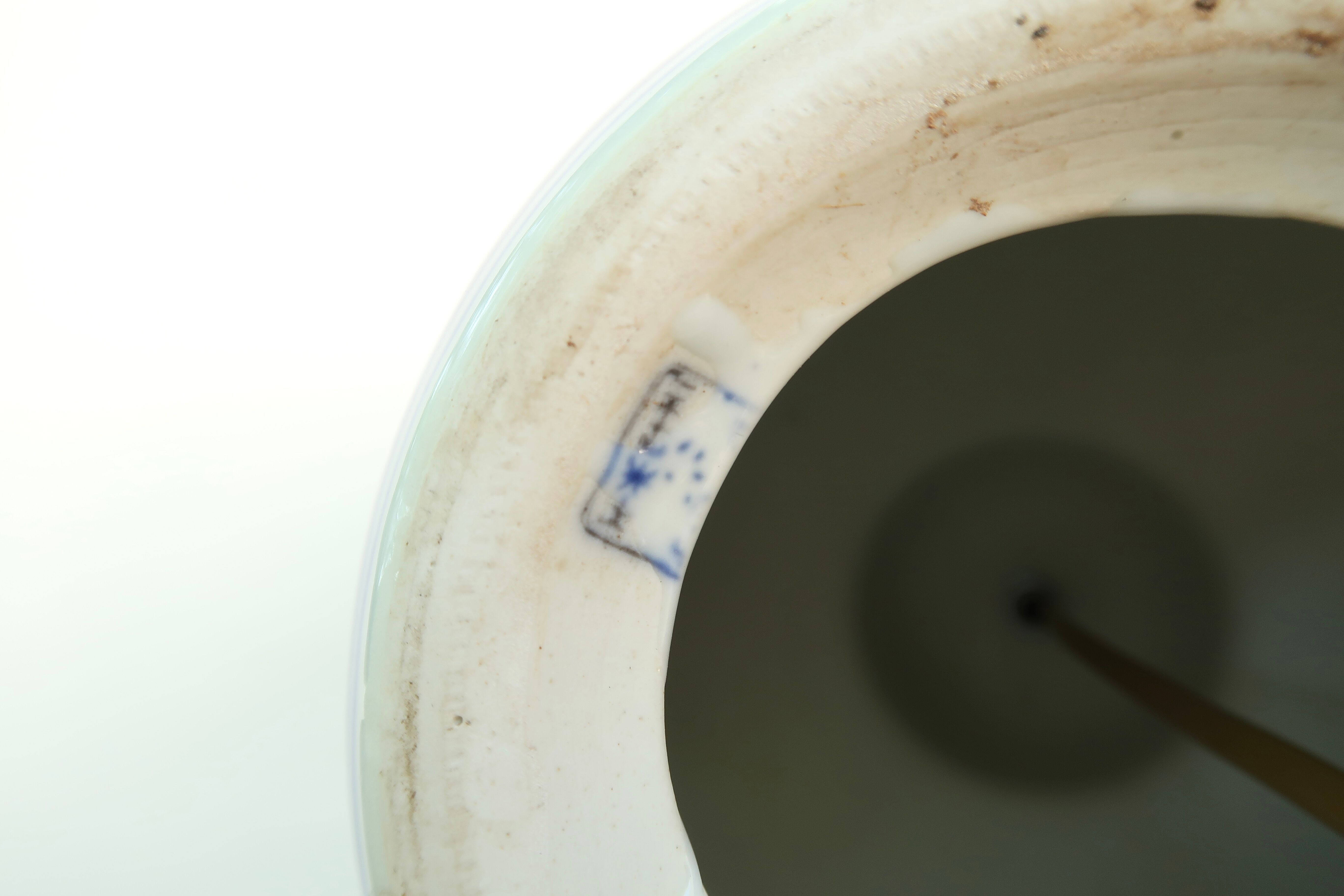 White Chinese porcelain lamp base, blue floral decoration