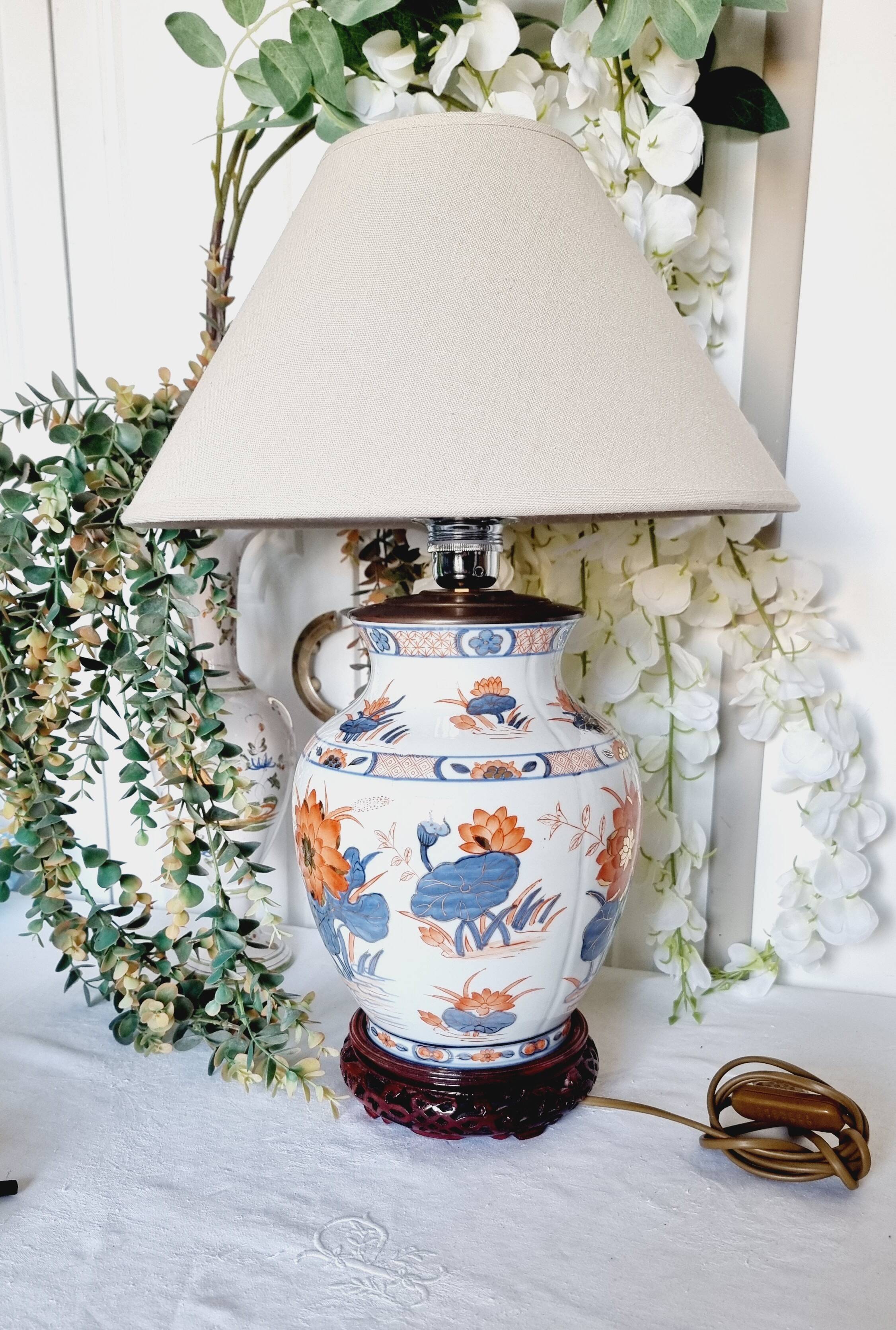 Hand-painted porcelain table lamp, Chinese Imari style.