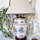 Hand-painted porcelain table lamp, Chinese Imari style.