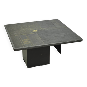 Table d'appoint artisanale en pierre naturelle avec incrustations de bronze, Pays-Bas 70