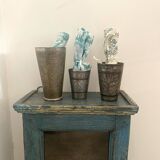 Small wall display case in blue lacquered teak