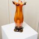 Vase en verre Murano XL en orange - bord en flamme, verre artistique soufflé à la main vintage italien des années 1960.